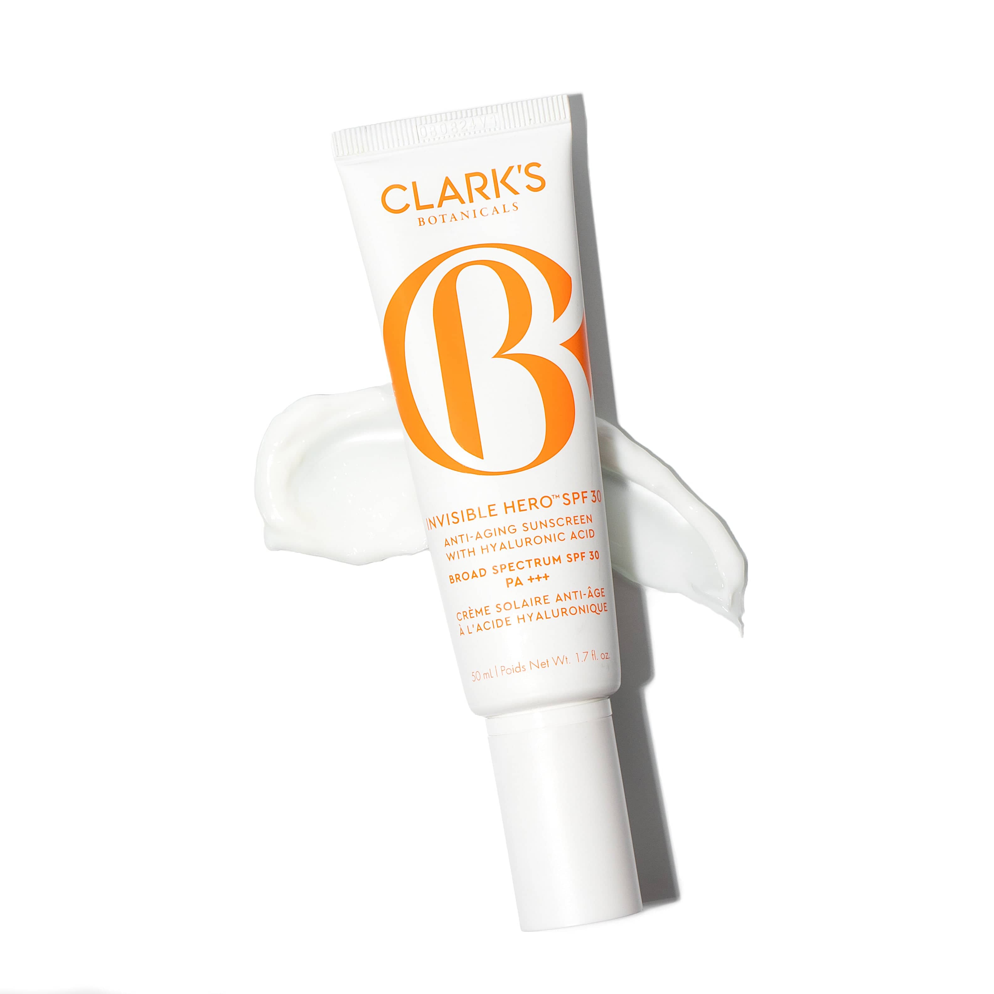 Clark’s Botanicals Invisible Hero SPF 30 Anti-aging Sunscreen with Hyaluronic Acid Broad Spectrum SPF PA+++